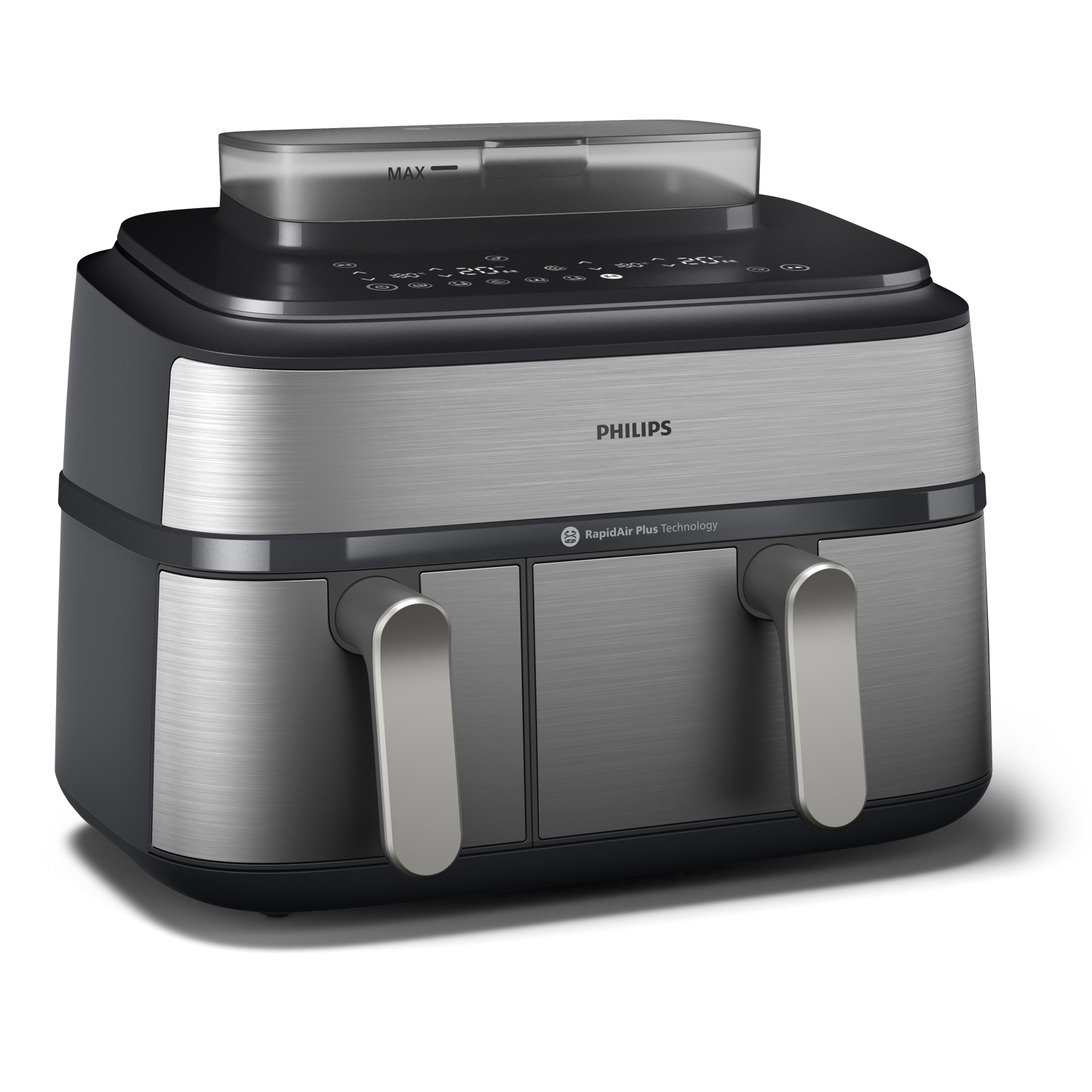 PHILIPS Airfryer NA555/00 friteuse sans huile double panier + vapeur Métal, Série 5000 9L (3+6L)