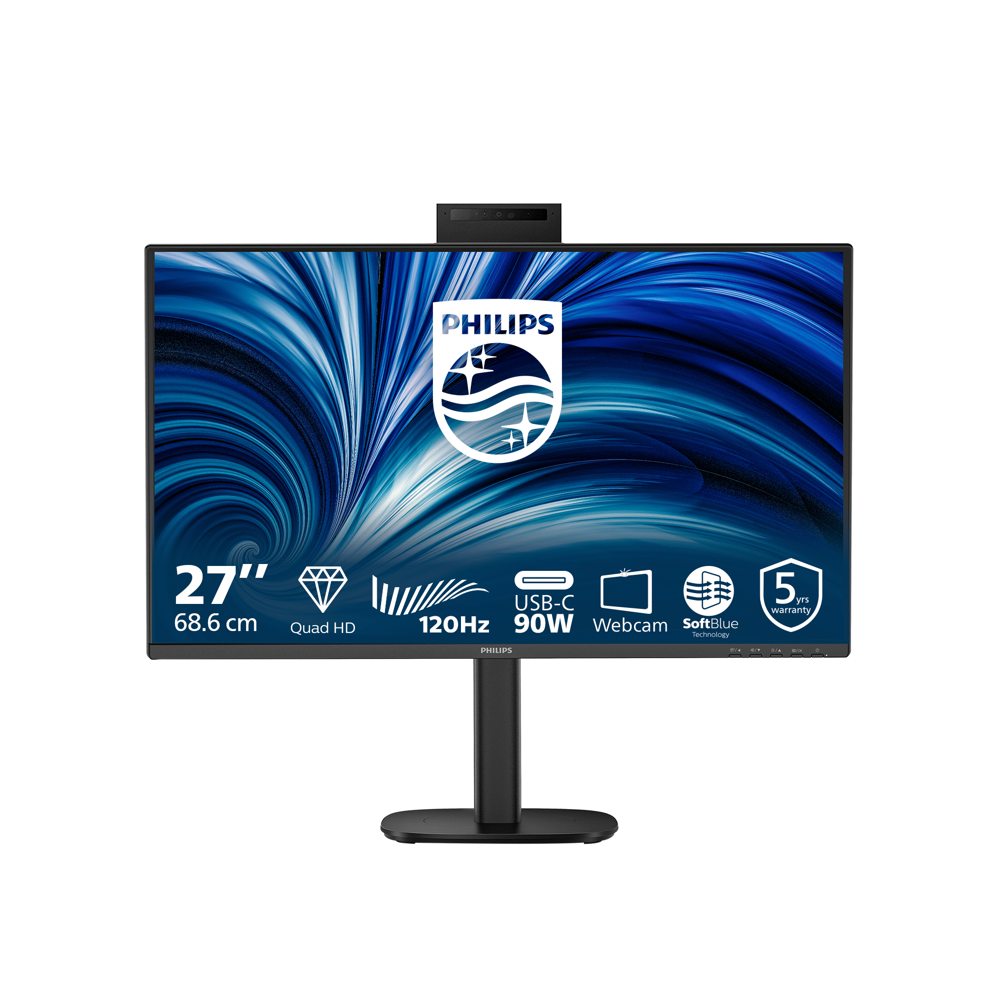 PHILIPS Écran PC 27B2U3601H 27 pouces USB-C Webcam QHD