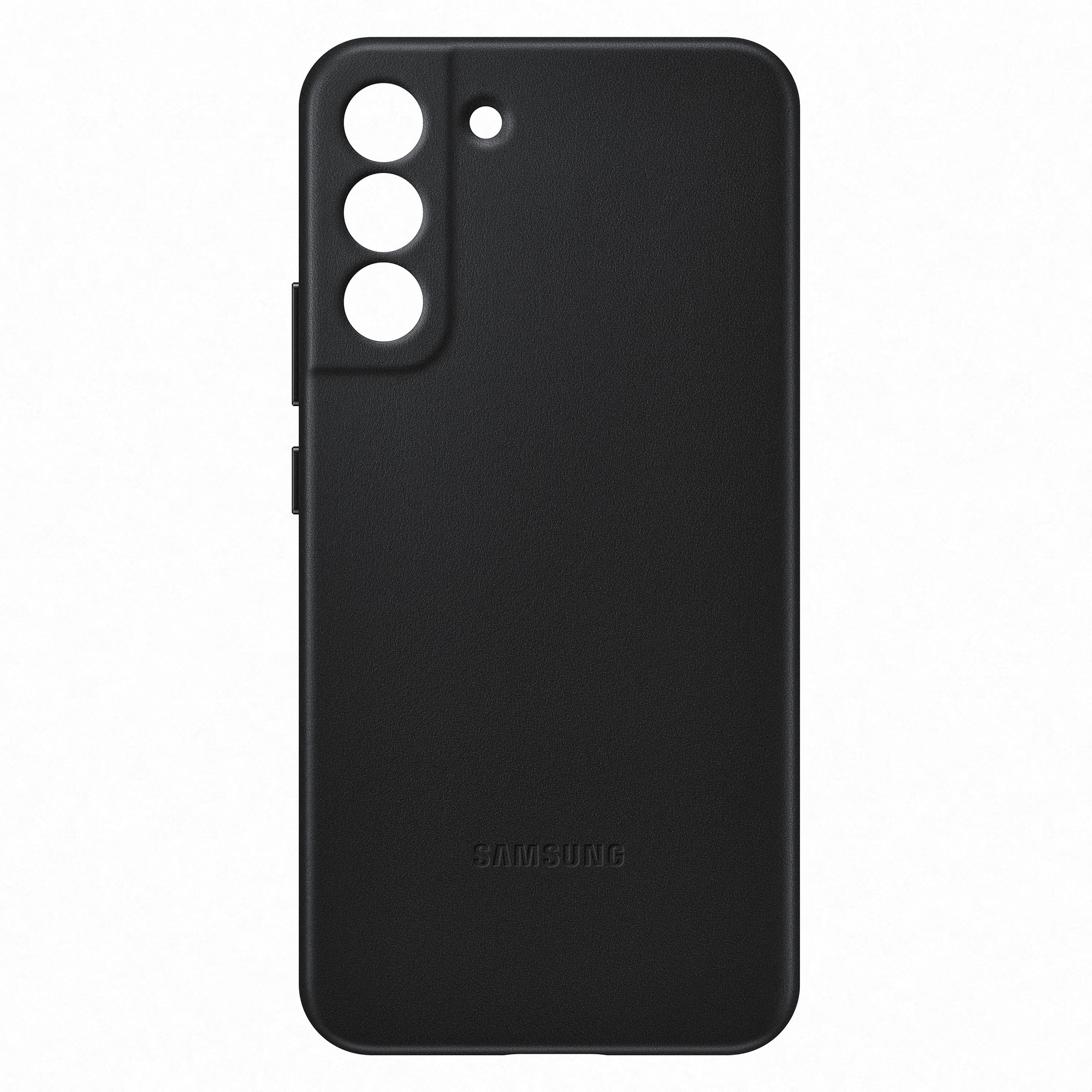 SAMSUNG S22+ Coque en cuir Noir - Accessoire stylé pour Galaxy S22+. Confortable et élégante, compatible avec recharge sans fil. Protège et embellit votre téléphone.