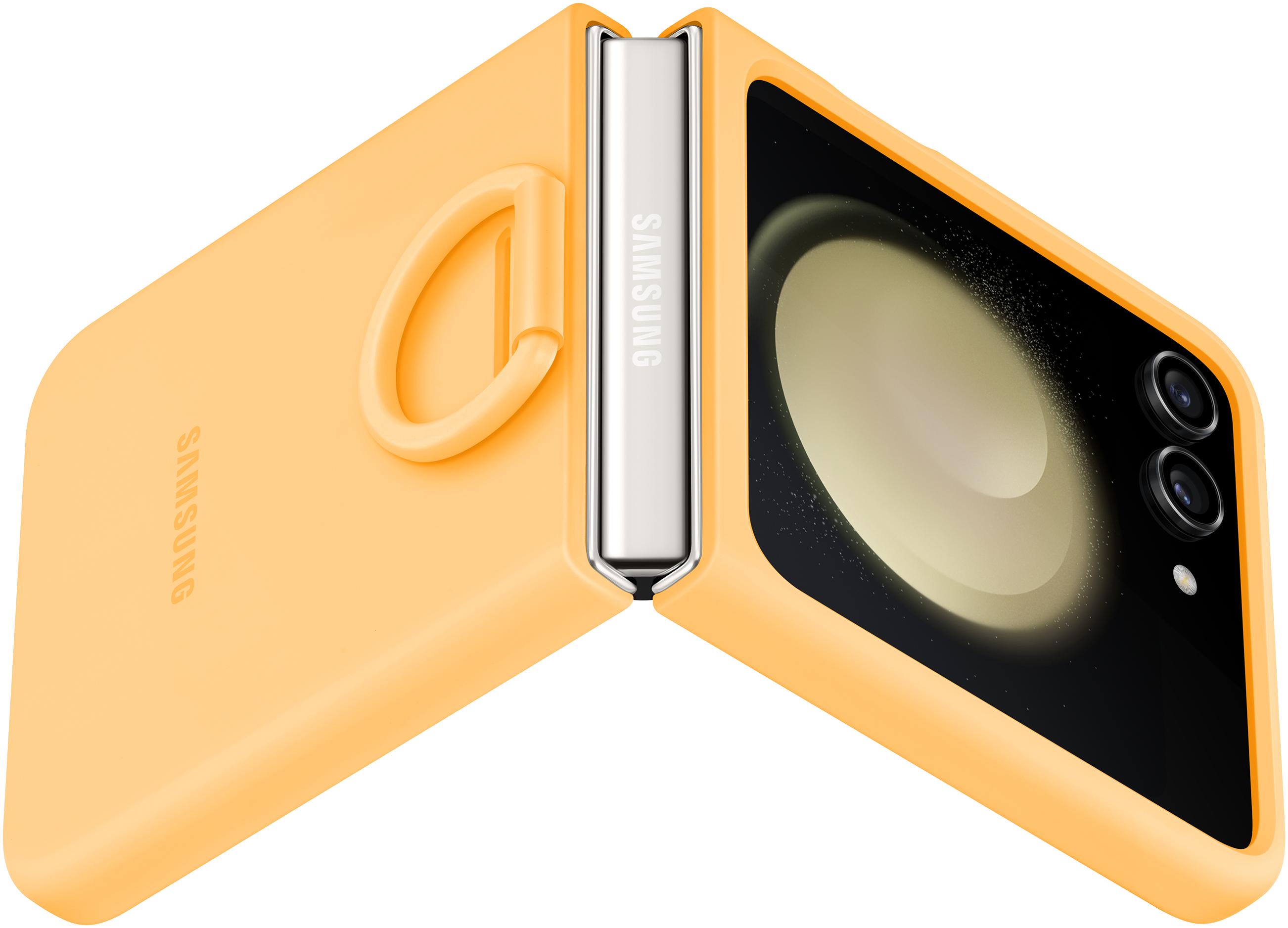 SAMSUNG Coque silicone avec anneau Z Flip 5 Abricot