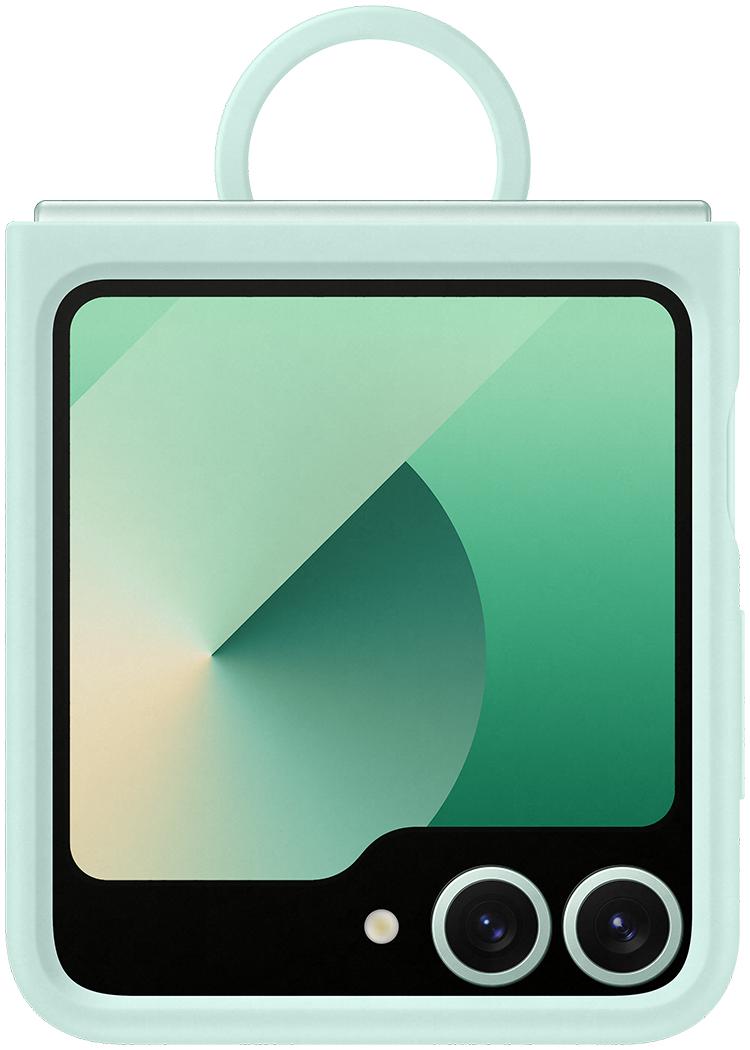 SAMSUNG coque z flip6 silicone vert d eau avec anneau