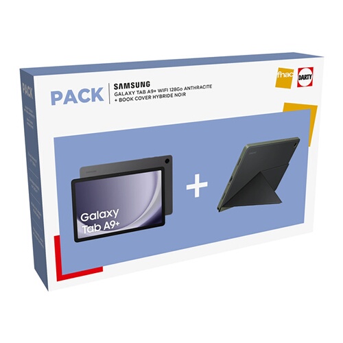 SAMSUNG Pack TAB A9+ WIFI 128Go Gris Anthracite + Book Cover Hybride Noir