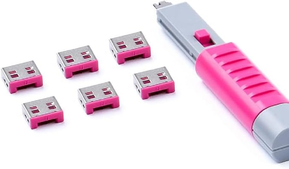 SMARTTECK / 6x Bloqueurs USB-A avec 1x Clé Basic Fuschia