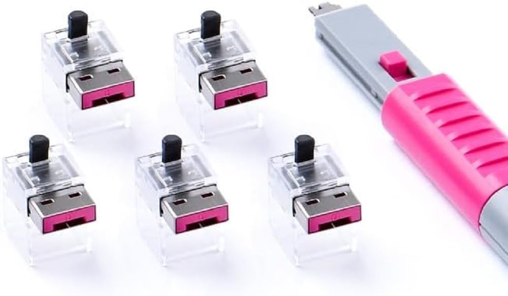SMARTTECK / 5x Bloqueurs Cordon RJ45 1x Clé Basic Fuschia