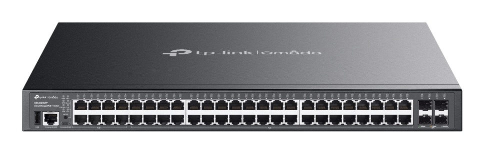 TPLINK Omada 48-Port Gigabit Stackable Lite L3 Managed PoE++ Switch with 4 10G Slots