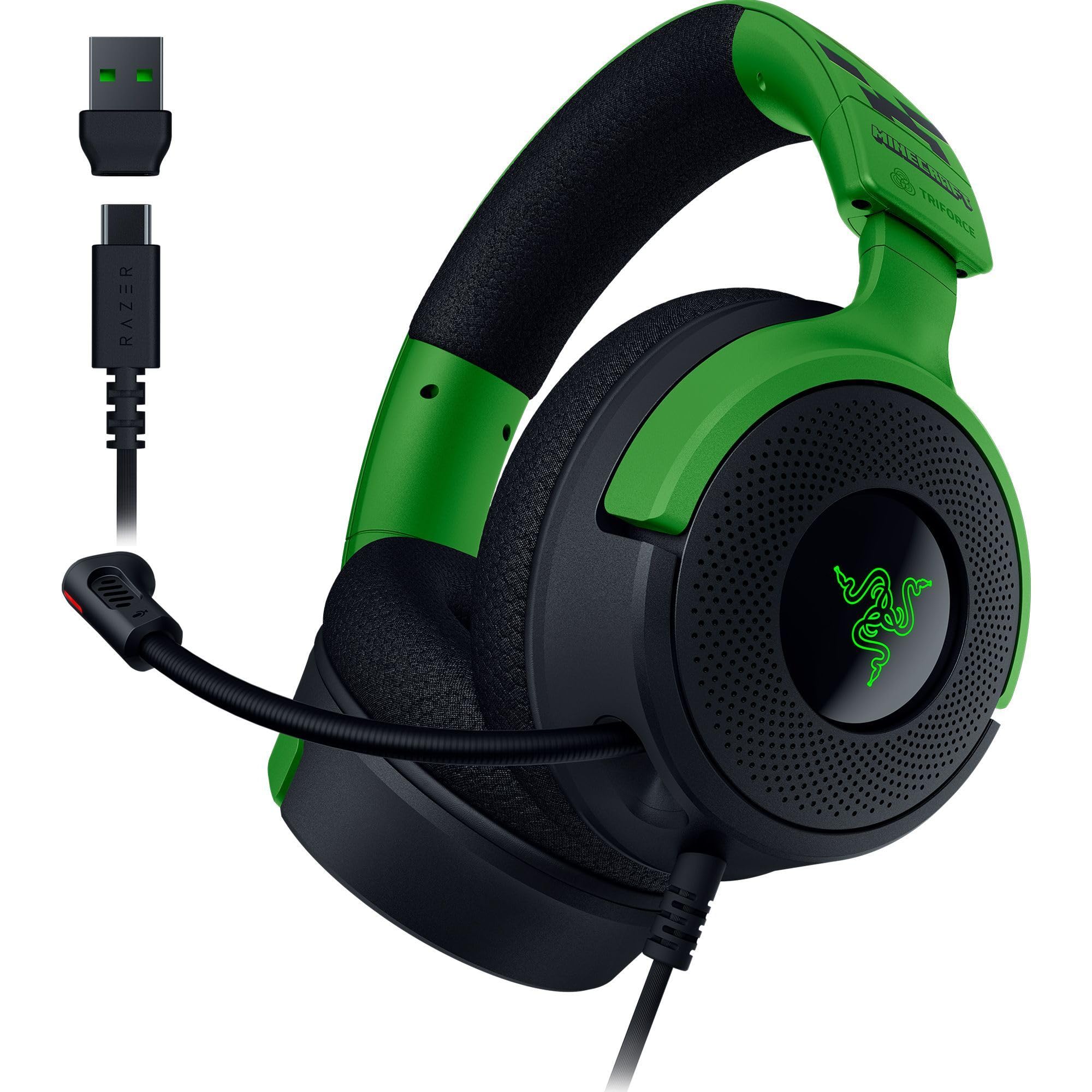 Razer Kraken V4 X Minecraft Ed. Casque de Jeu sans Fil RGB, Connectivité 3 Mode
