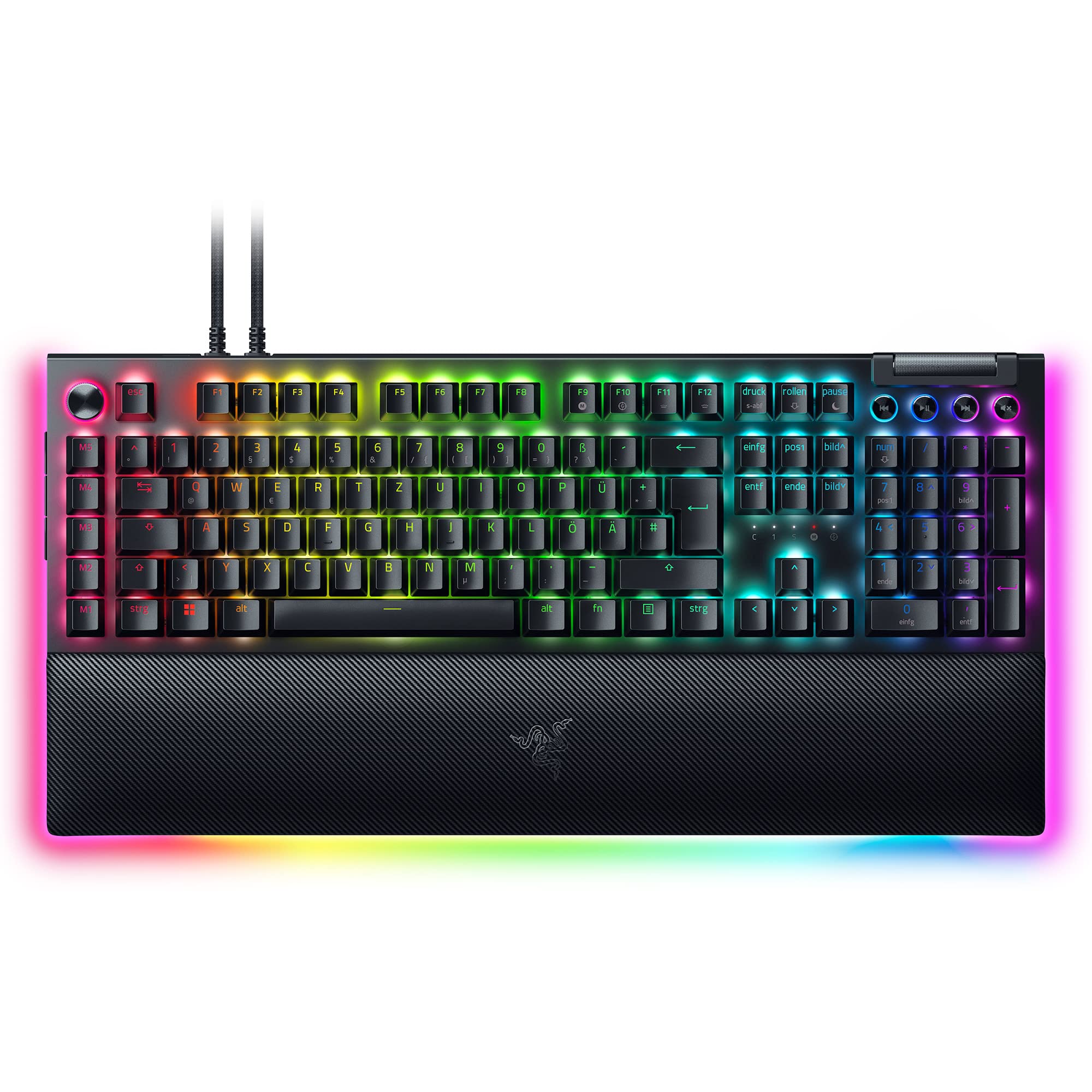 Razer BlackWidow V4 Pro Gaming Tastatur, Green Switch, USB, DE Layout