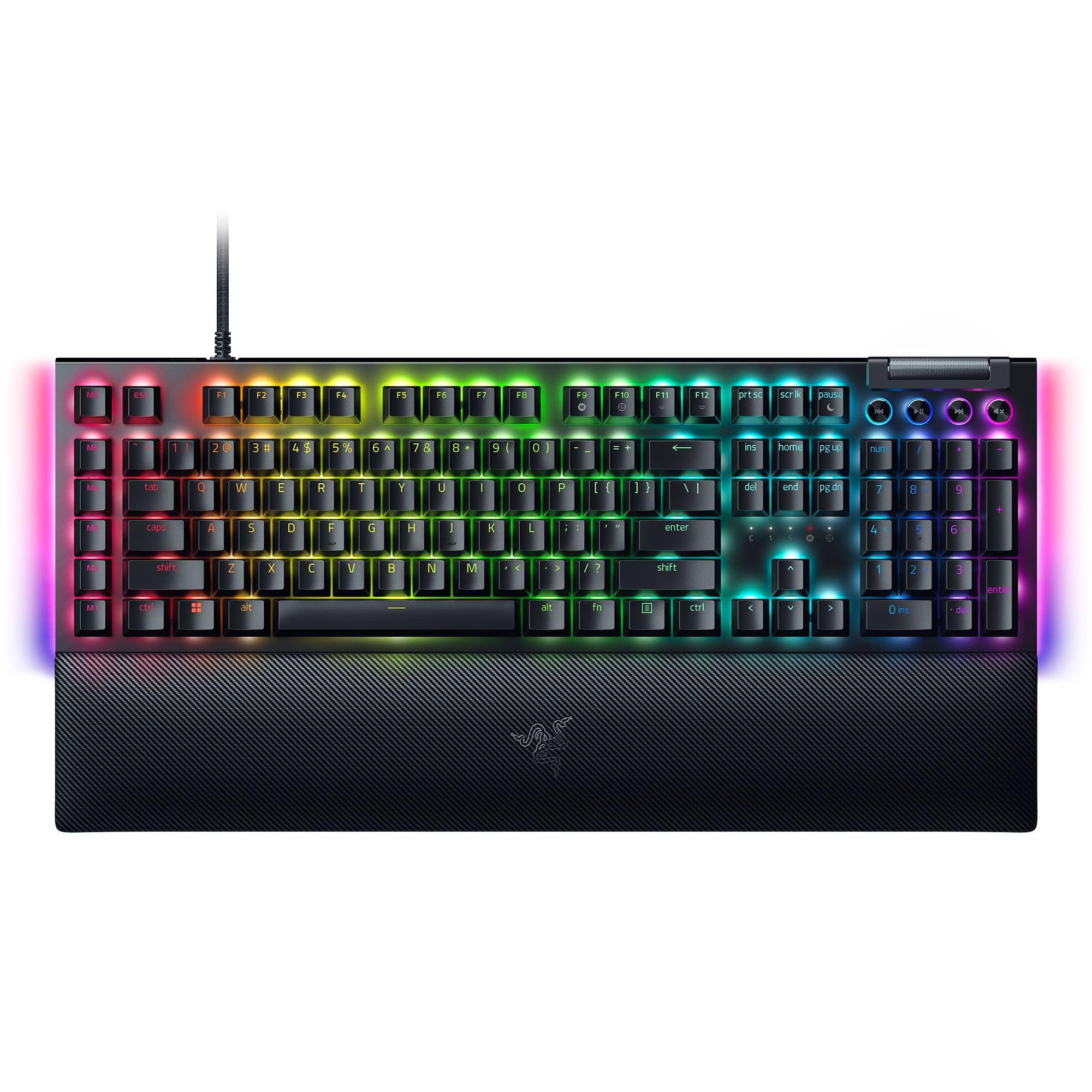 Razer Clavier de jeu mécanique BlackWidow V4 Disposition des commutateurs verts États-Unis