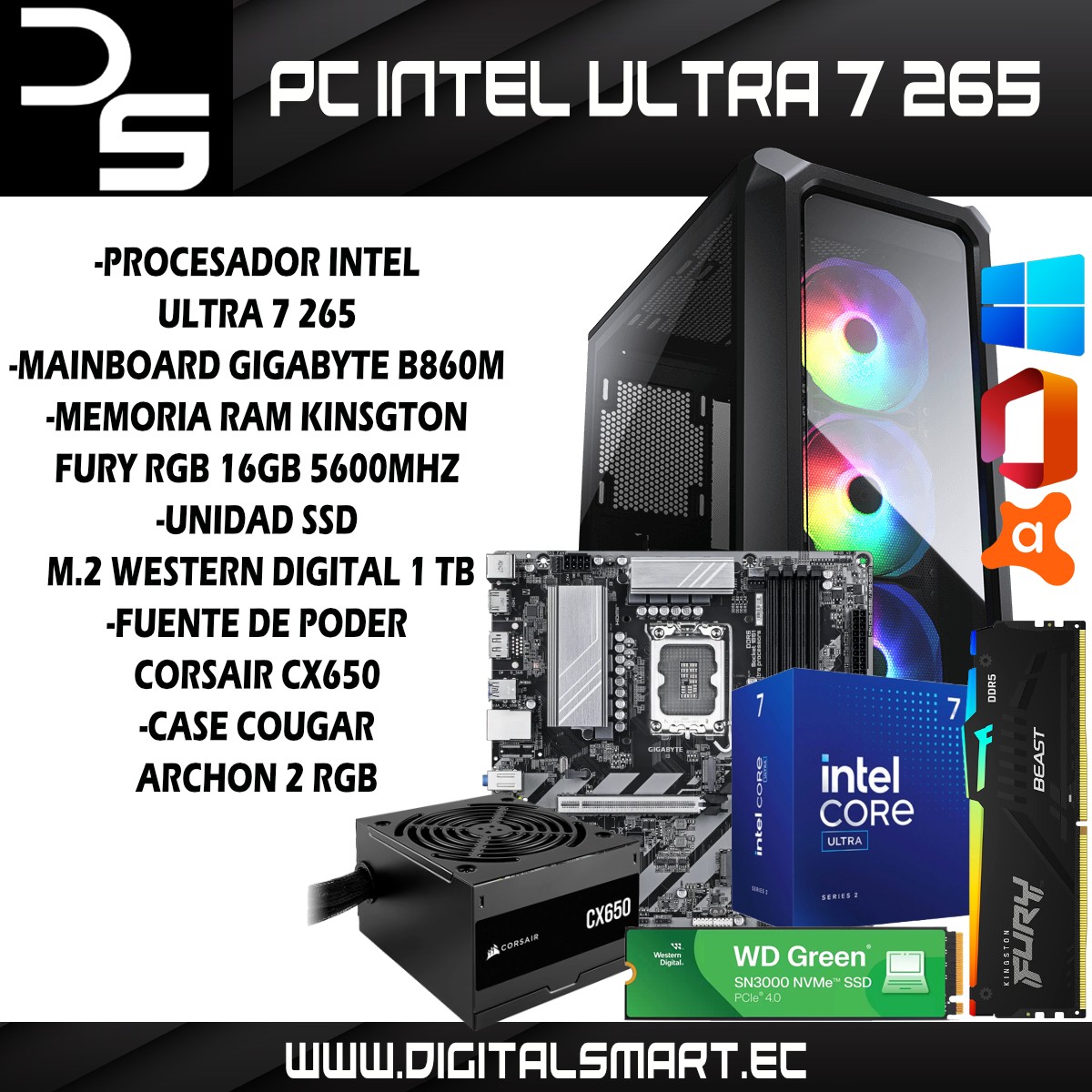 InnovationIT PC Intel ULTRA 7 265 / 16GB / SSD 1TB M.2 NVMe*