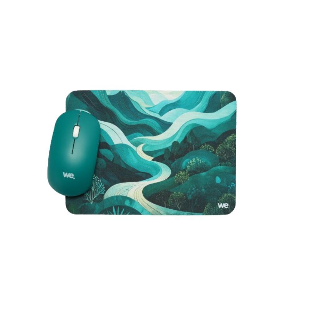 WE POP Pack Tapis de souris design vert vallÃ©e : 200x140x3mm + souris optique sa