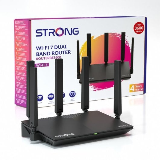 STRONG Router ROUTERBE3600 WIFI7 WiFi 7 3600 Mbps Doble Banda 2.5G Ethernet 5 Antenas