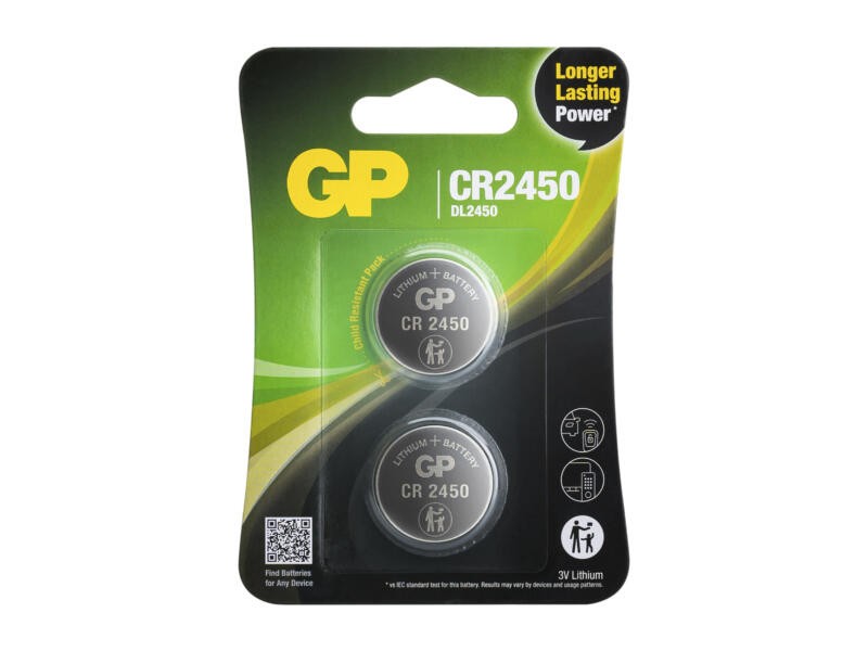 GP Batteries Lot de 2 piles plates Gp Batteries CR2450
