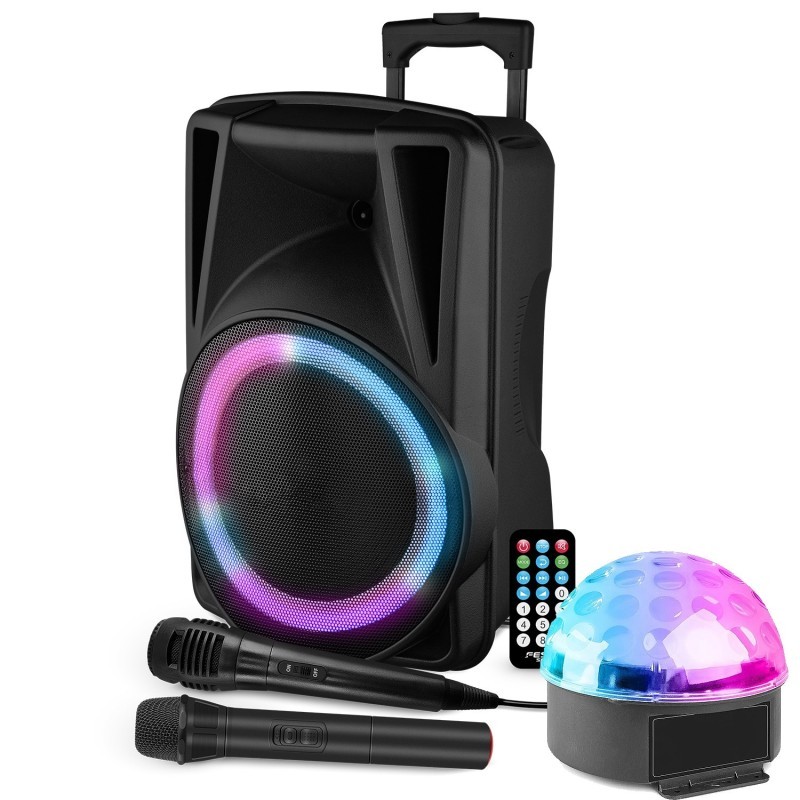 WE Enceinte High Power AUROR avec jeux de lumières, bluetooth, FM, télécommande,