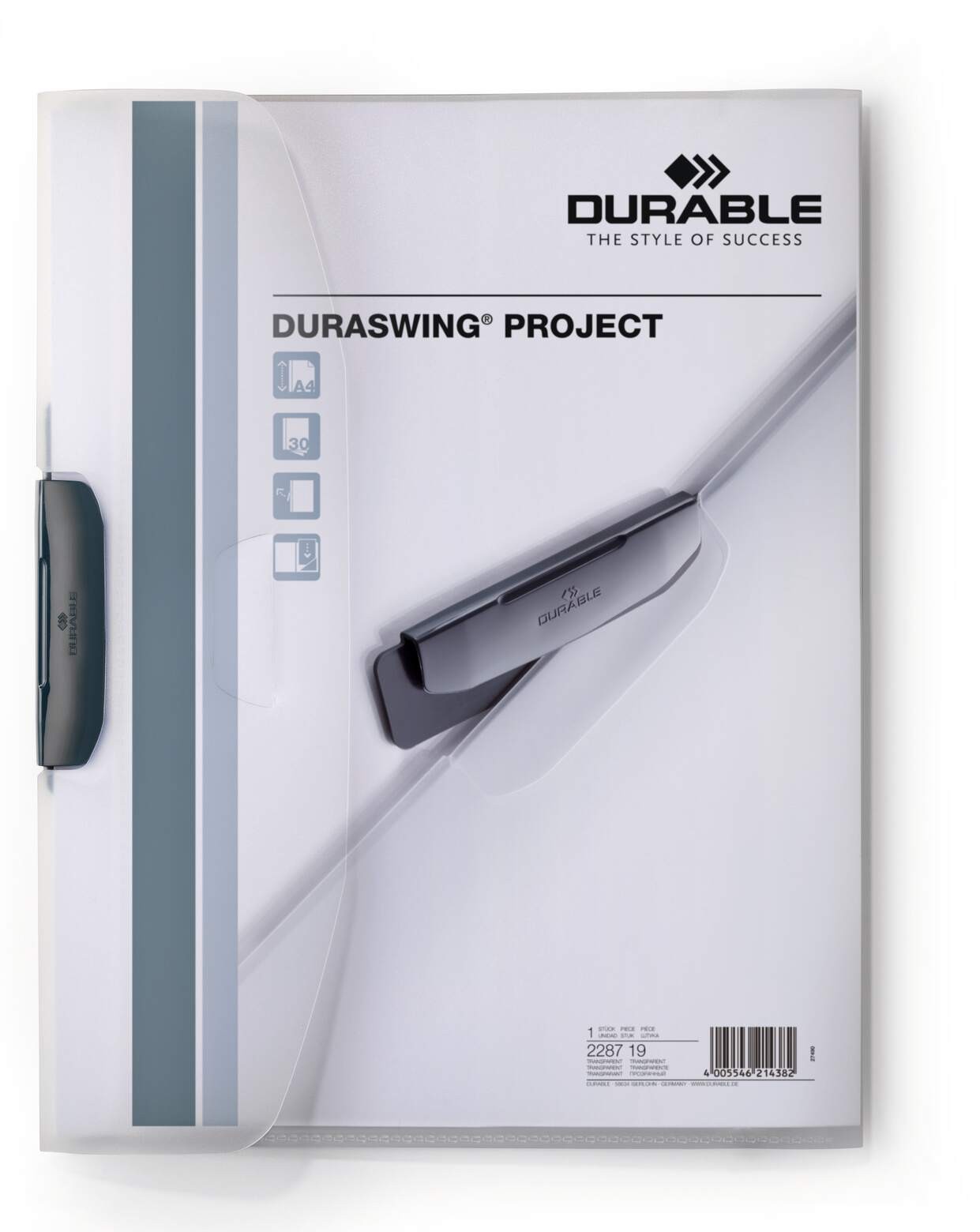 Durable DURABLE Klemm-Mappe Swingclip PP 30 Blatt A4 weiß