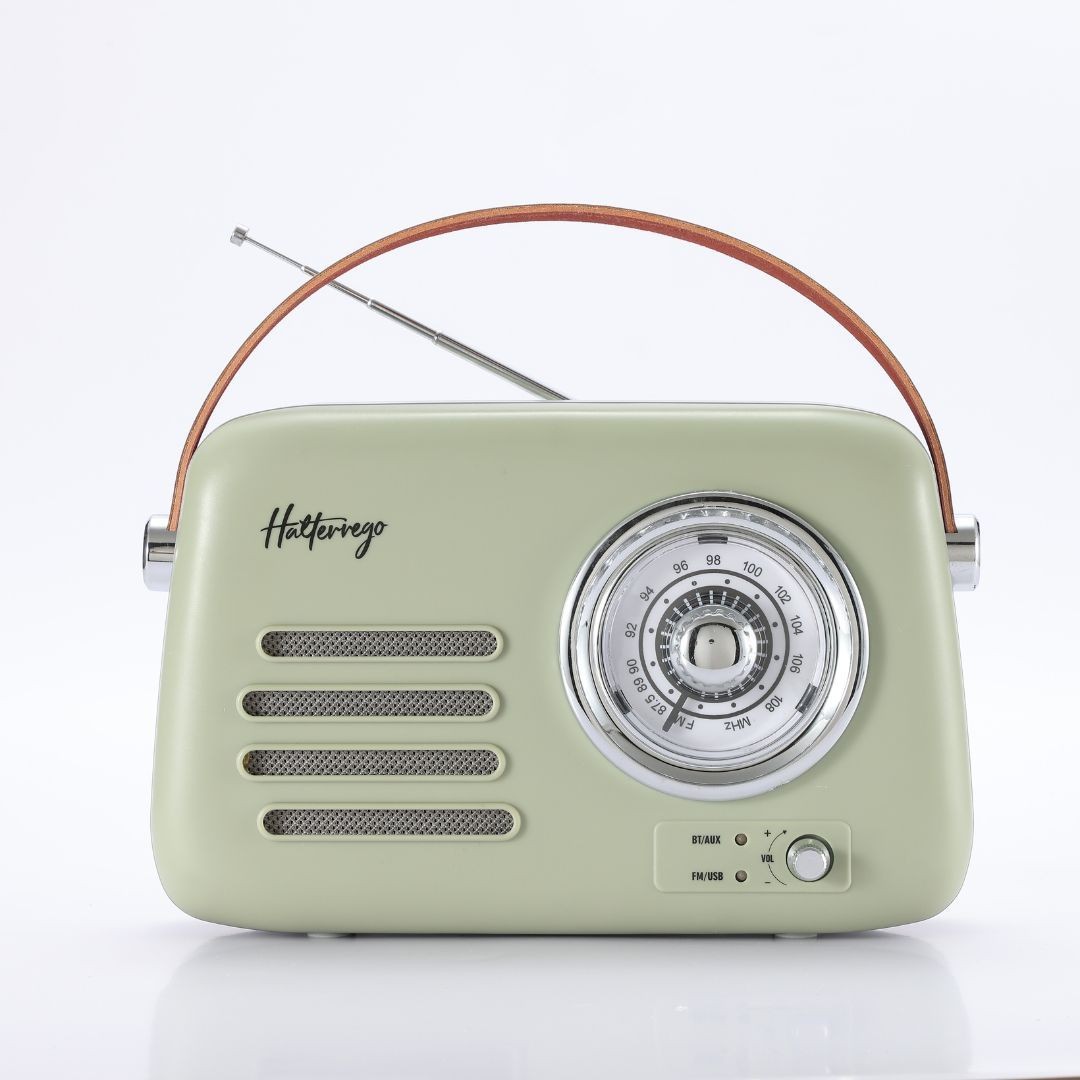 Halterrego Enceinte/Radio rétro , RMS 5W, Bluetooth, Radio FM, lecteur USB, Aux I