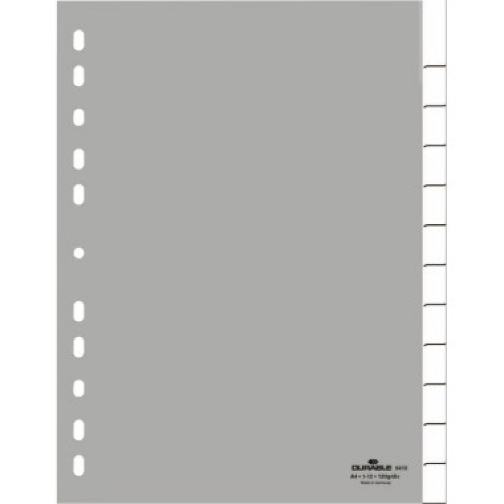 Durable DURABLE Ordnerregister PP Tabe blanko f A4 12Blatt grau