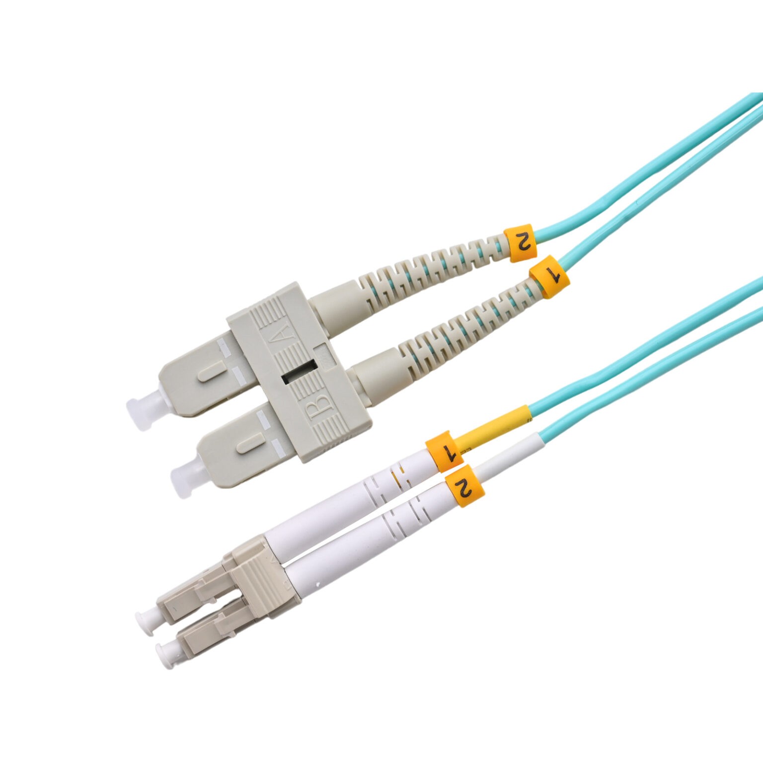 ekivalan Jarretière zip 2,0mm OM3 50/125 SC-UPC/ST-UPC LSZH aqua 2m