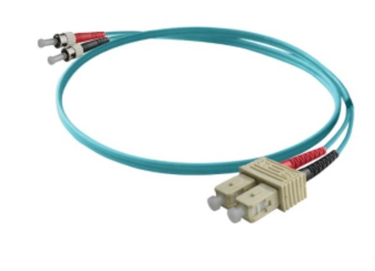 GENERIQUE Jarretière optique duplex HD multi OM3 50/125 ST-UPC/SC-UPC aqua
