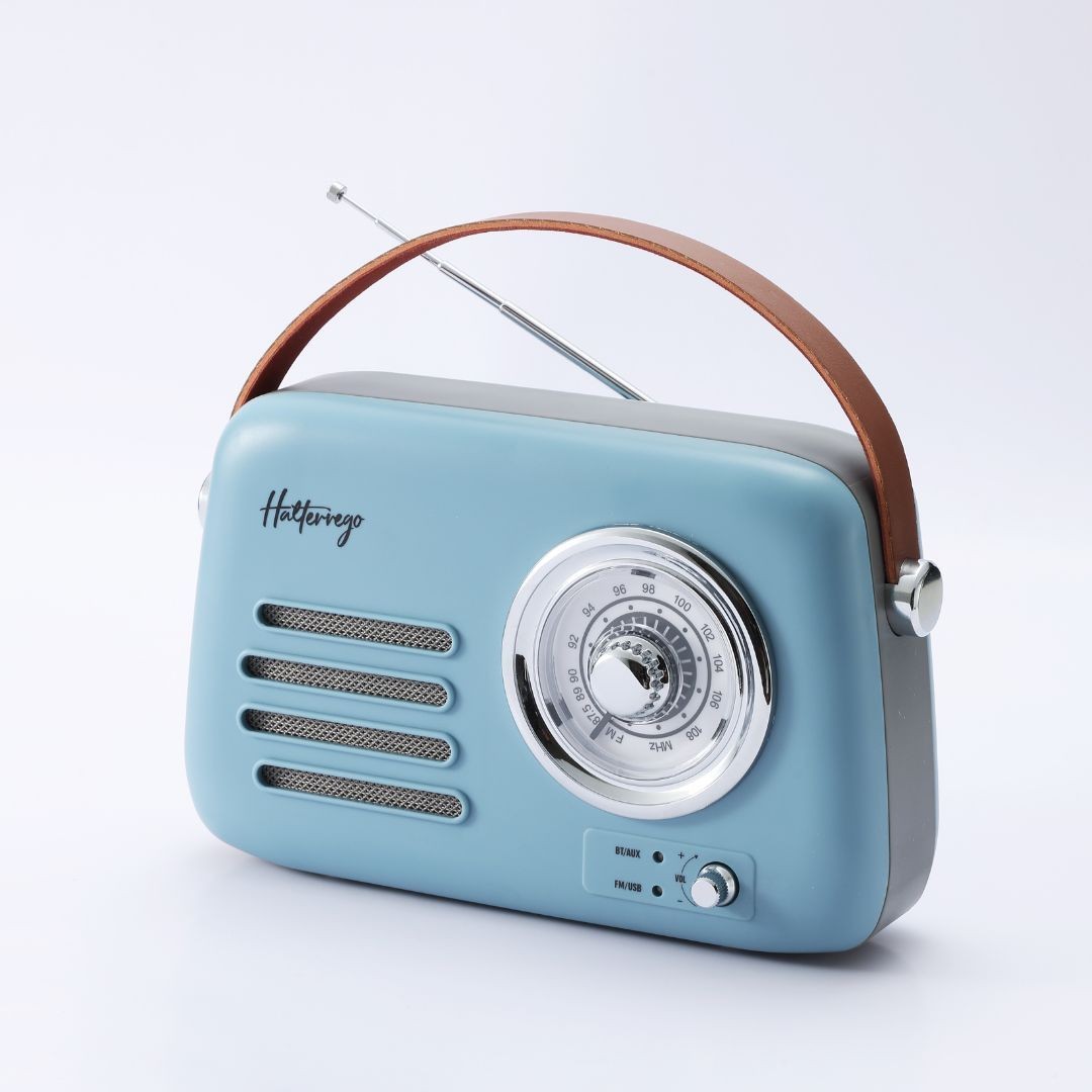 Halterrego Enceinte/Radio rétro , RMS 5W, Bluetooth, Radio FM, lecteur USB, Aux I