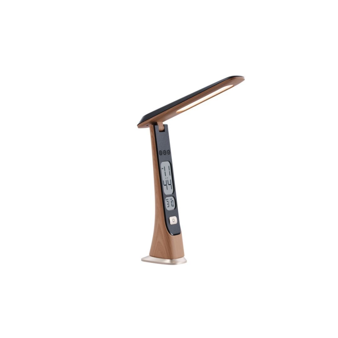 Halterrego Lampe de bureau avec fonction rÃ©veil, affichage de l'heure, lumiositÃ© rÃ©glable,