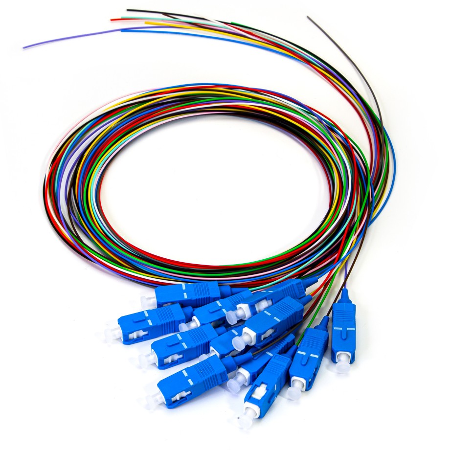 ekivalan Lot de pigtails OS2 G652D SC-UPC 900µm 12 couleurs 2m