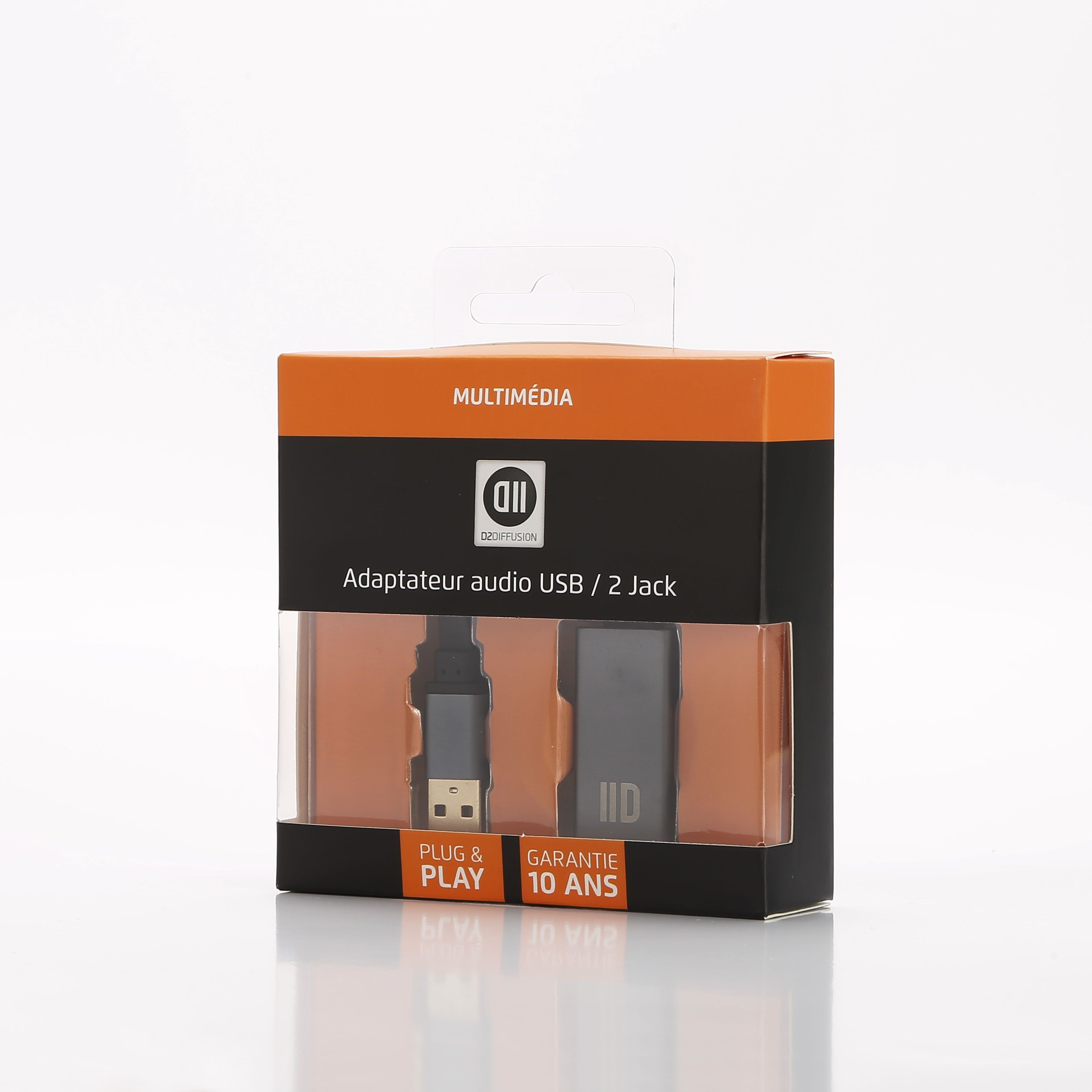 D2 Diffusion Adaptateur USB / jack audio + micro carton son externe compatible Windows/Mac/Ch