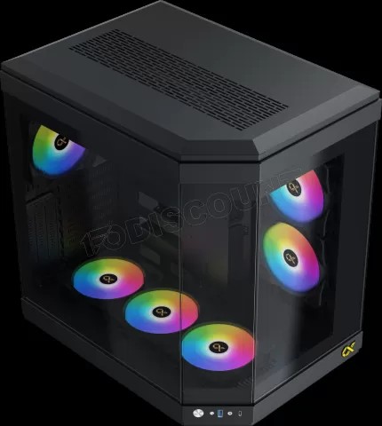 XYZprinting Boitier Moyen Tour ATX Qubex RGB avec panneaux vitrés (Noir)