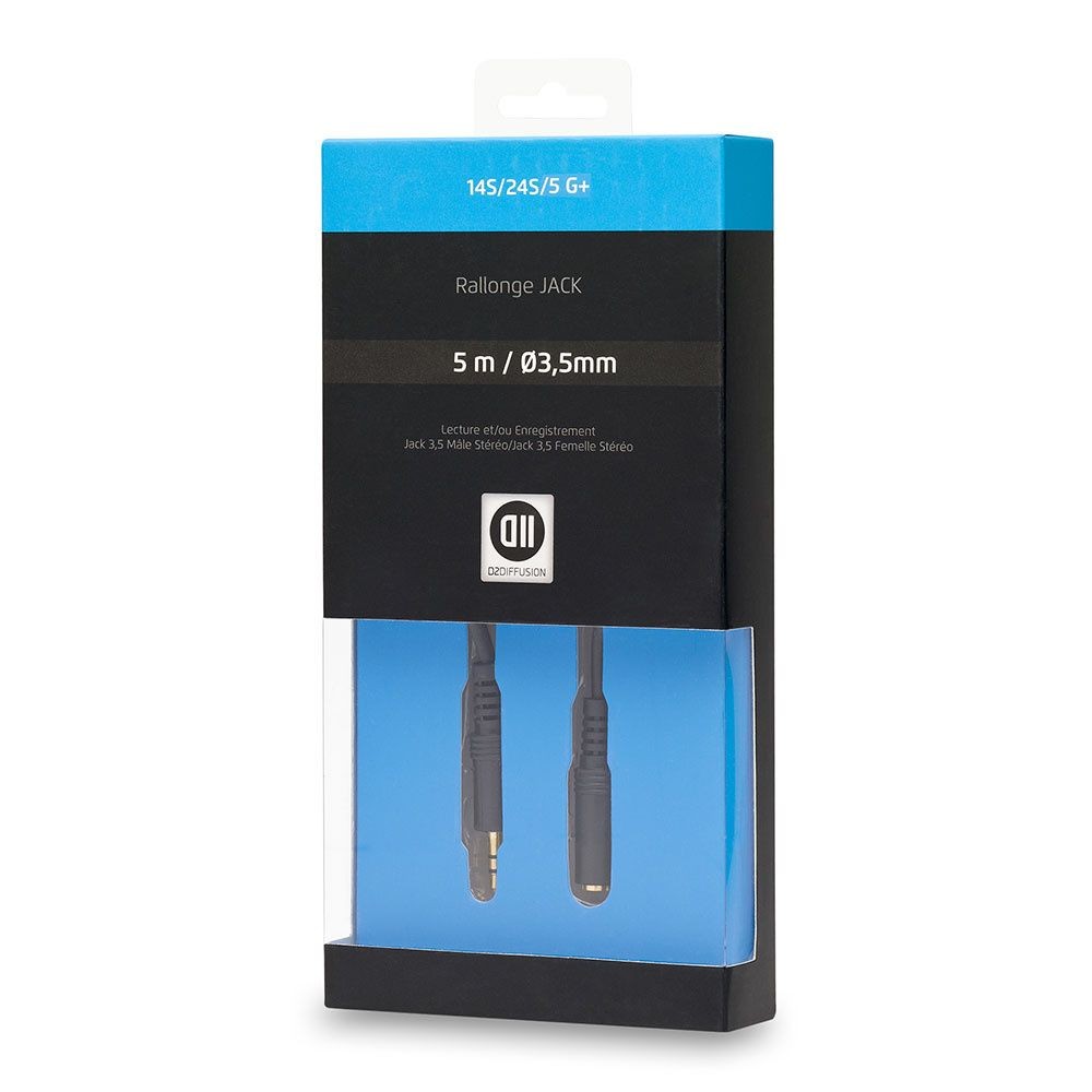 D2 Diffusion C ble Jack 3,5 mm m le/femelle 5 m Fiches Or