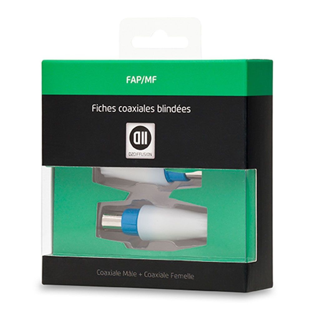 D2 Diffusion 2 Fiches Coax M le + Femelle 9.52mm