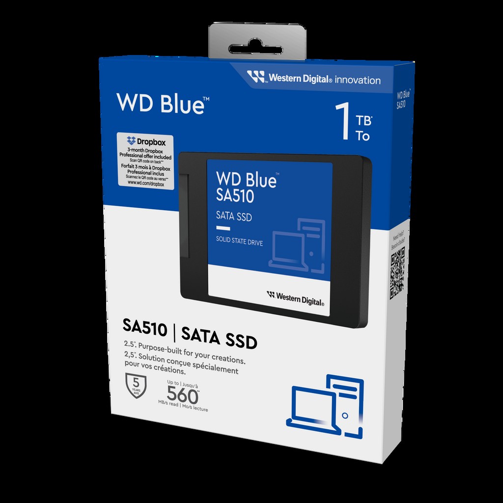 WESTERN DIGITAL SSD internes WD Blue SA510 SATA SSD 2.5p/7mm Cased - 1To 