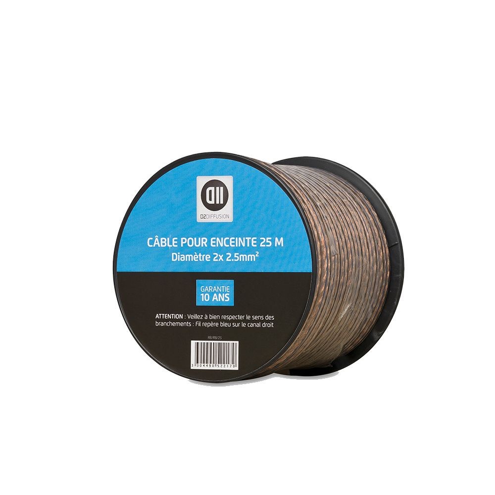 D2 Diffusion C ble pour enceintes 2x 2,5mm  25 m