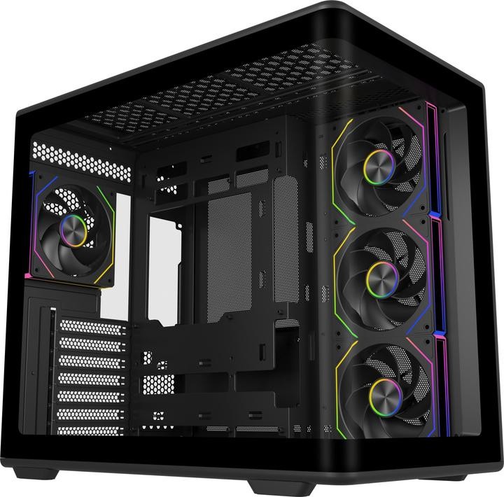 COOLER MASTER Cooler Master Elite 600 ARGB (Noir) Boîtier Moyen Tour avec avec fenêtre latérale et façade en verre trempé + 4 ventilateurs 120 mm LED ARGB
