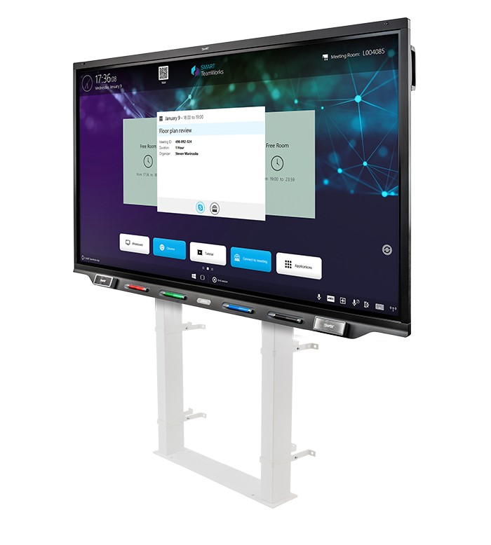 SMART Technologies ULC SMART Electric Height Adjustable Floor Stand FSE-500-W UL Listed Non-Locking White