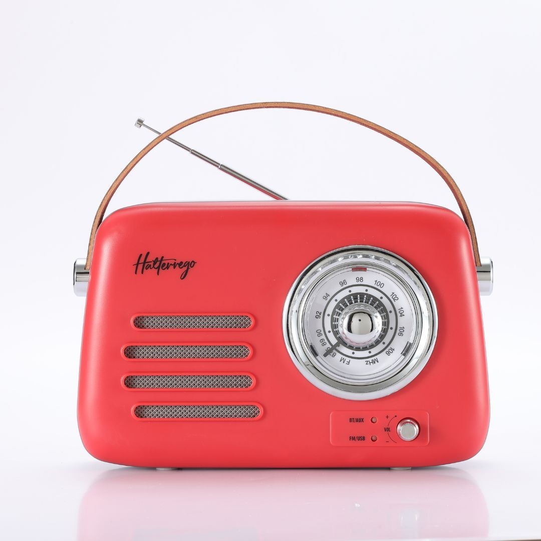 Halterrego Enceinte/Radio rétro , RMS 5W, Bluetooth, Radio FM, lecteur USB, Aux I