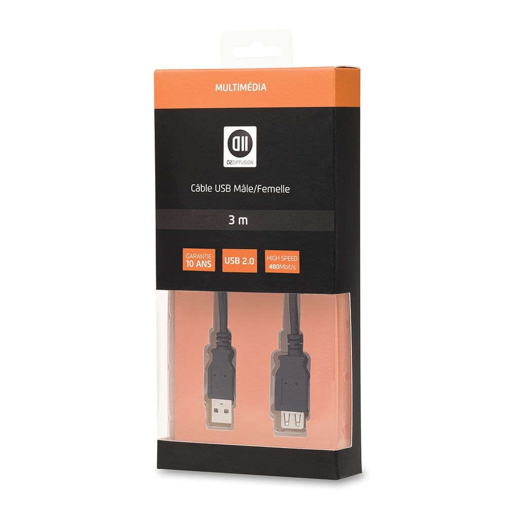 D2 Diffusion C ble USB 2.0 A M le/A Femelle 3m