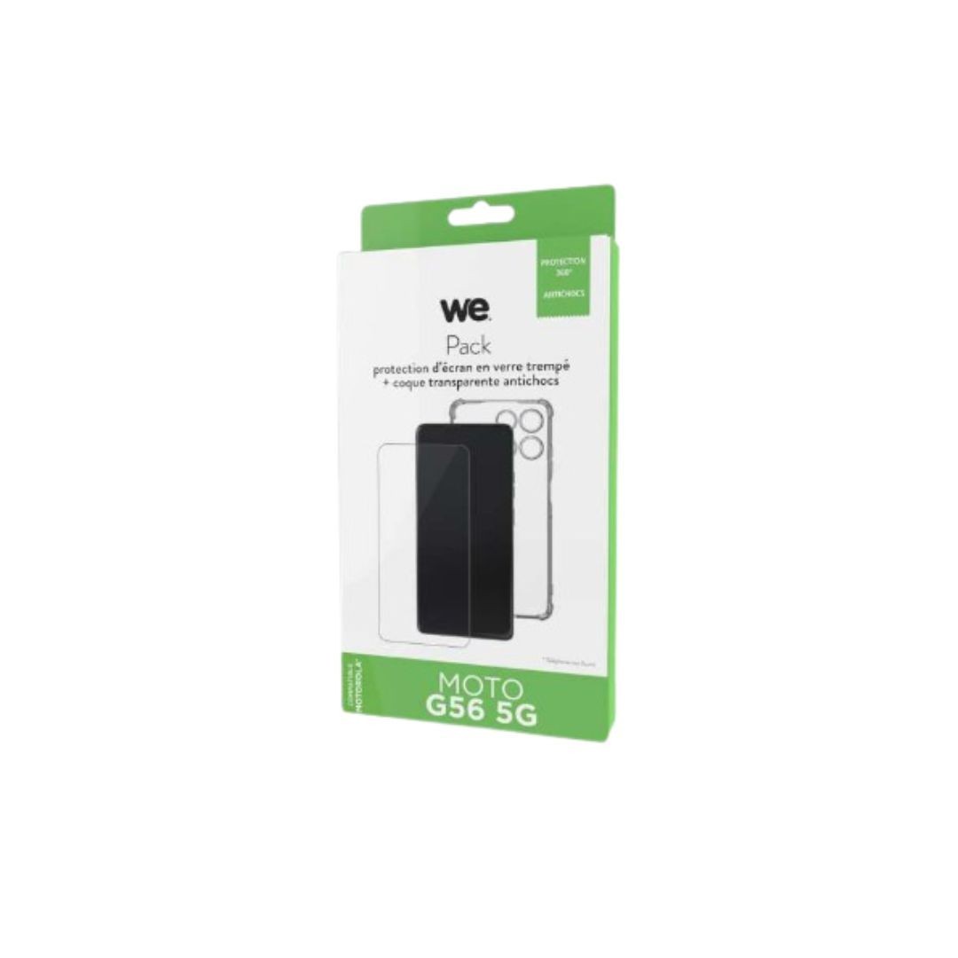 WE PACK verre trempé et coque de protection transparente MOTOROLA MOTO G56 5G