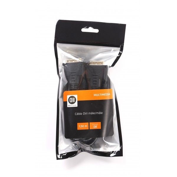 D2 Diffusion C ble DVI/DVI m le/m le 1.5m noir vendu en SACHET DVI-I 24+5