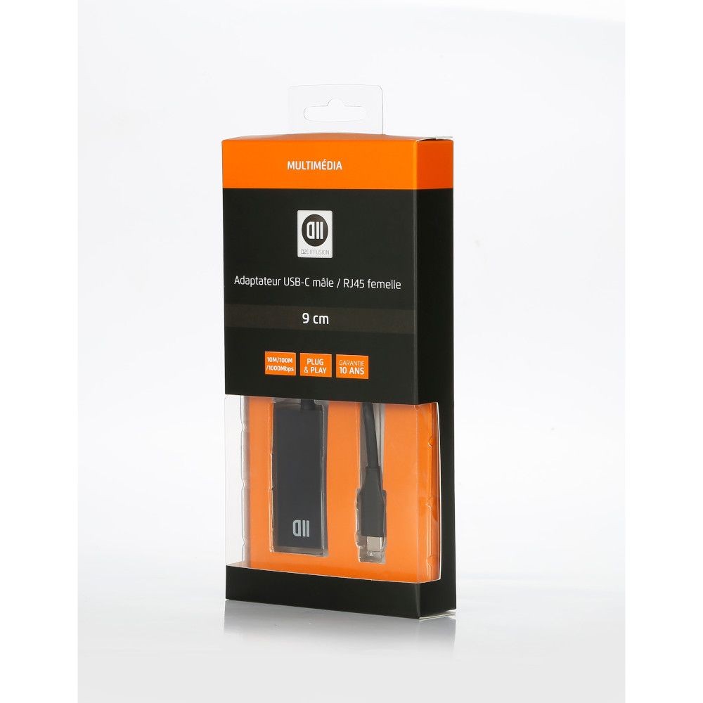 D2 Diffusion Adaptateur USB-C m le /RJ45 femelle 10M/100M/1000M