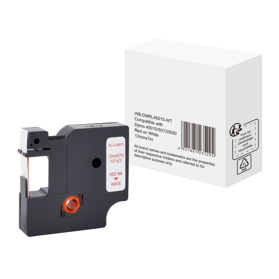 MediaRange Schriftbandka. Komp. Dymo 12mmx7m rot/ weiß