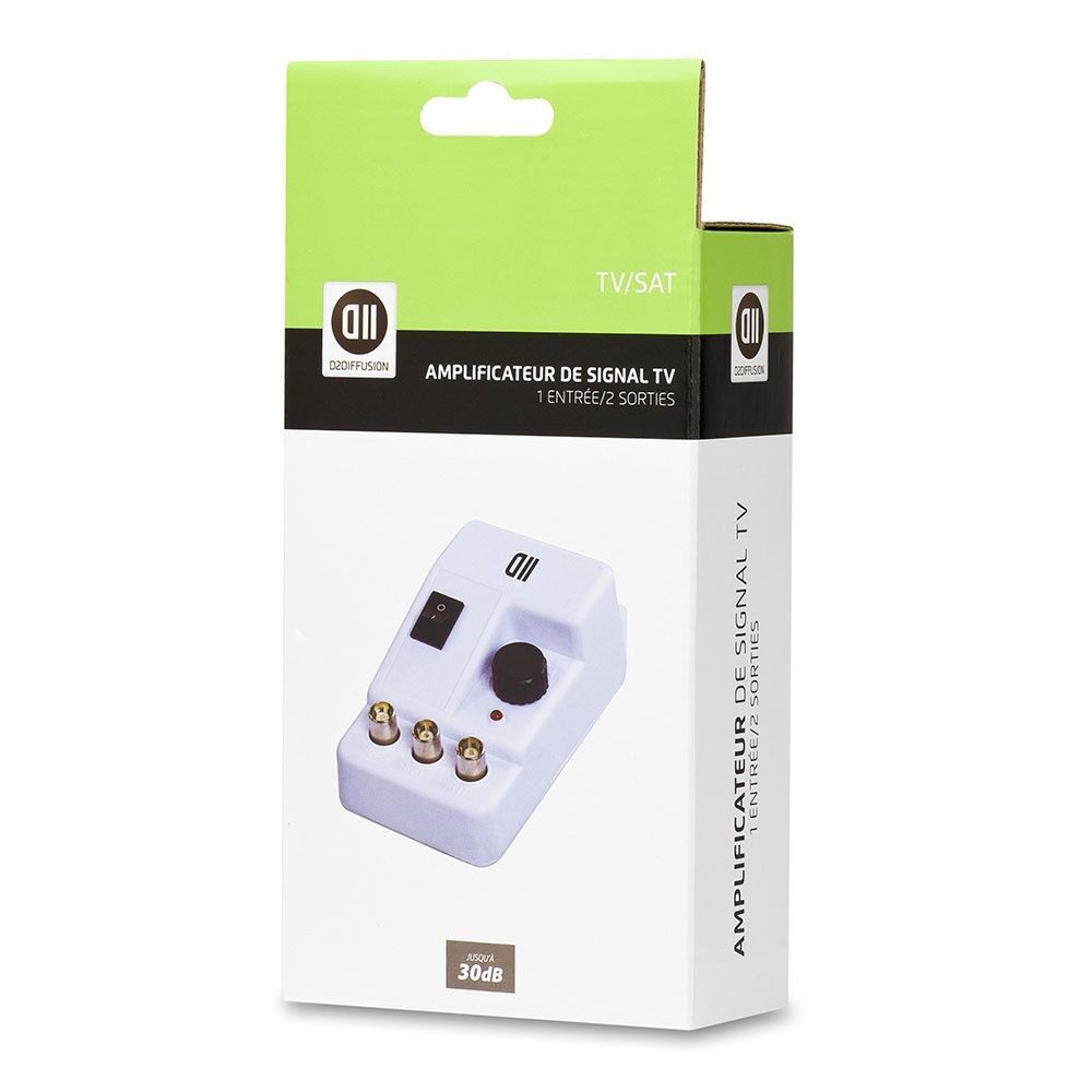 D2 Diffusion Amplificateur de signal TV 1 entrÃ©e / 2 sorties 9,52 mm