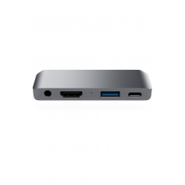 Satechi Satechi HUB USB-C 4 EN 1 CLIP GRIS SIDERAL - Hub USB pour iPad Pro avec port de charge USB-C, port HDMI 4K, port USB 3.0 et prise jack 3,5 mm. Conçu pour iPad Pro 2018, ce hub compact offre un affichage 4K, recharge USB-C PD 3.0, connectivi