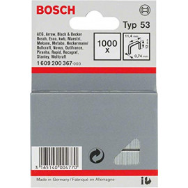 Bosch Professional Modèle du produit : Agrafes 12 / 11,4 mm 1000 pièces Type 53