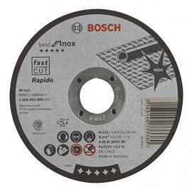 Bosch Professional 2608603486 Disque à tronçonner à moyeu plat best for inox rapido A 60 W inox BF 115 mm 0,8 mm