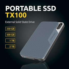 INTENSO SSD externe TX100 500 Go bleu-gris