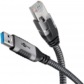 Goobay - Modèle du produit : Câble Ethernet USB-A 3.0 vers RJ45 CAT 6 FTP