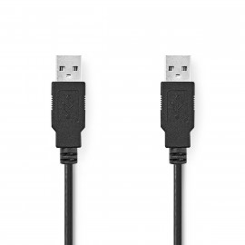 Nedis Câble USB | USB 2.0 | USB-A Mâle | USB-A Mâle | 480 Mbps | Plaqué nickel | 5.00 m | Rond | PVC | Noir | Label