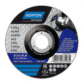 Norton Disque de meulage métal 125x6x22,2 mm