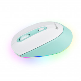 NGS Souris sans fil rechargeable Led SmogMint-RB Multimode (2.4Ghz+Bluetooth) (Blanc/Vert)