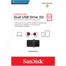 sandisk Ultra Android Dual USB 3.0 128 Go Noir