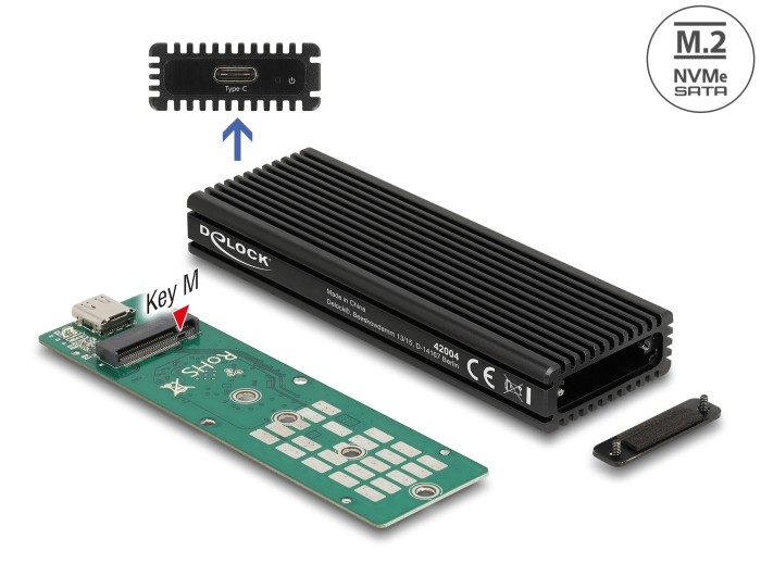 DeLock DELOCK Ext Gehäuse USB Type-C M.2 NVMe PCIe oder SATA SSD